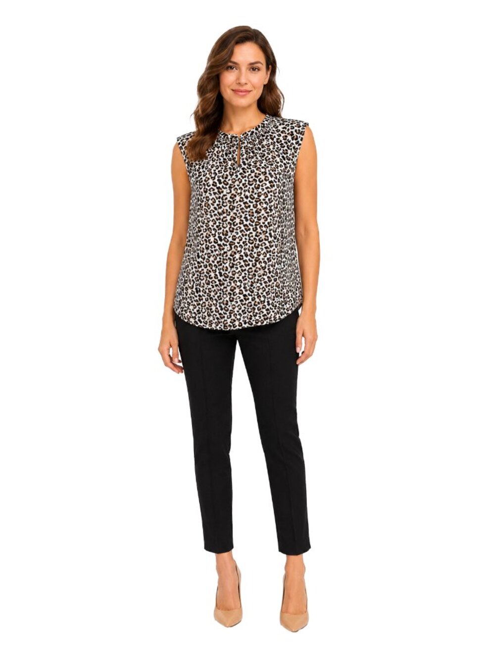 BANANA REPUBLIC Leopard Print Sleeveless Top Size M • Chic Work-to-Weekend